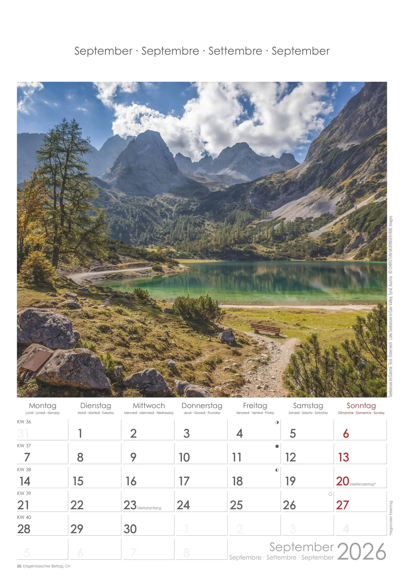 Bild: 4069095002937 | Alpen 2026 - Bild-Kalender 23,7x34 cm - The Alps - Wandkalender -...