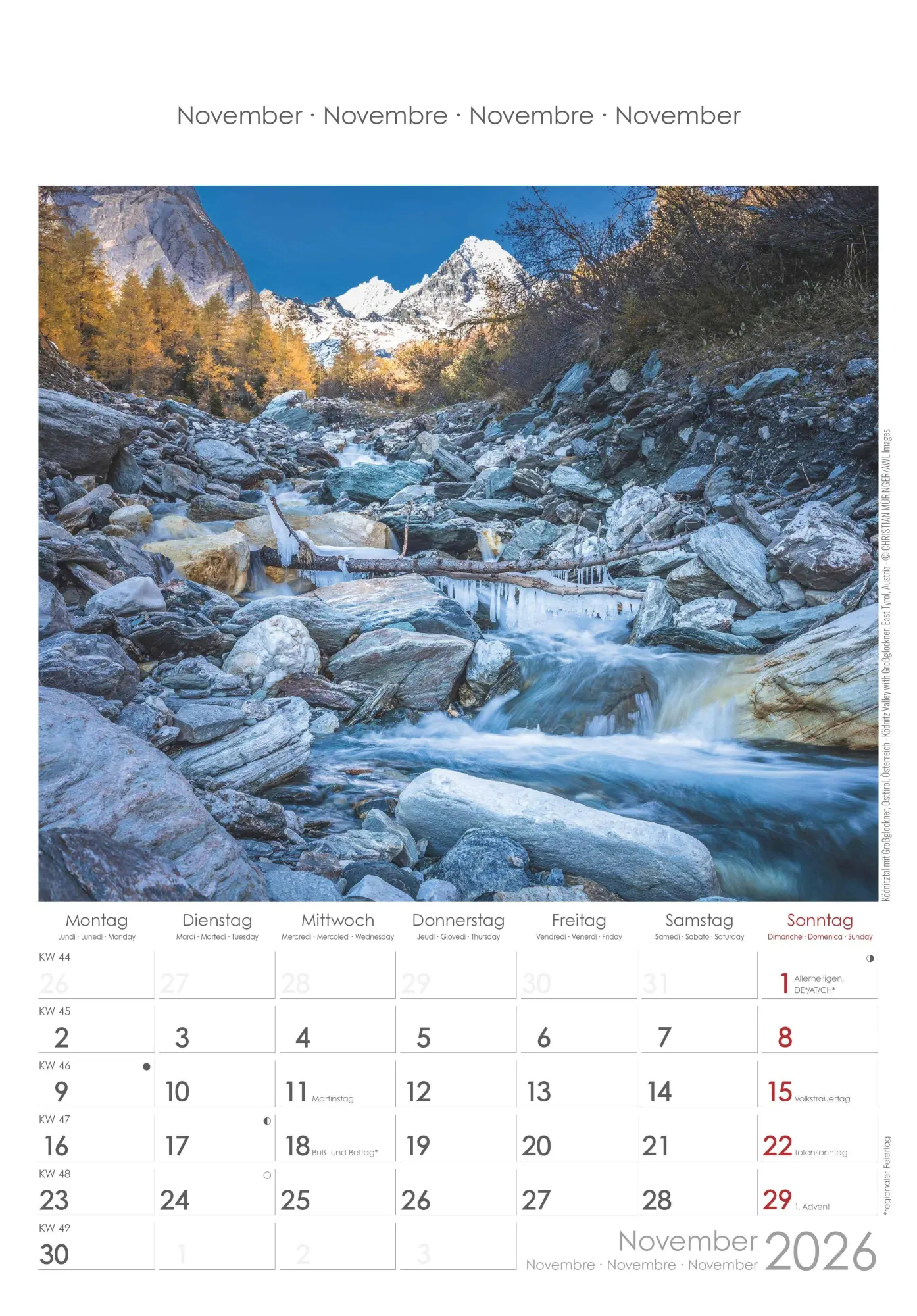 Bild: 4069095002937 | Alpen 2026 - Bild-Kalender 23,7x34 cm - The Alps - Wandkalender -...