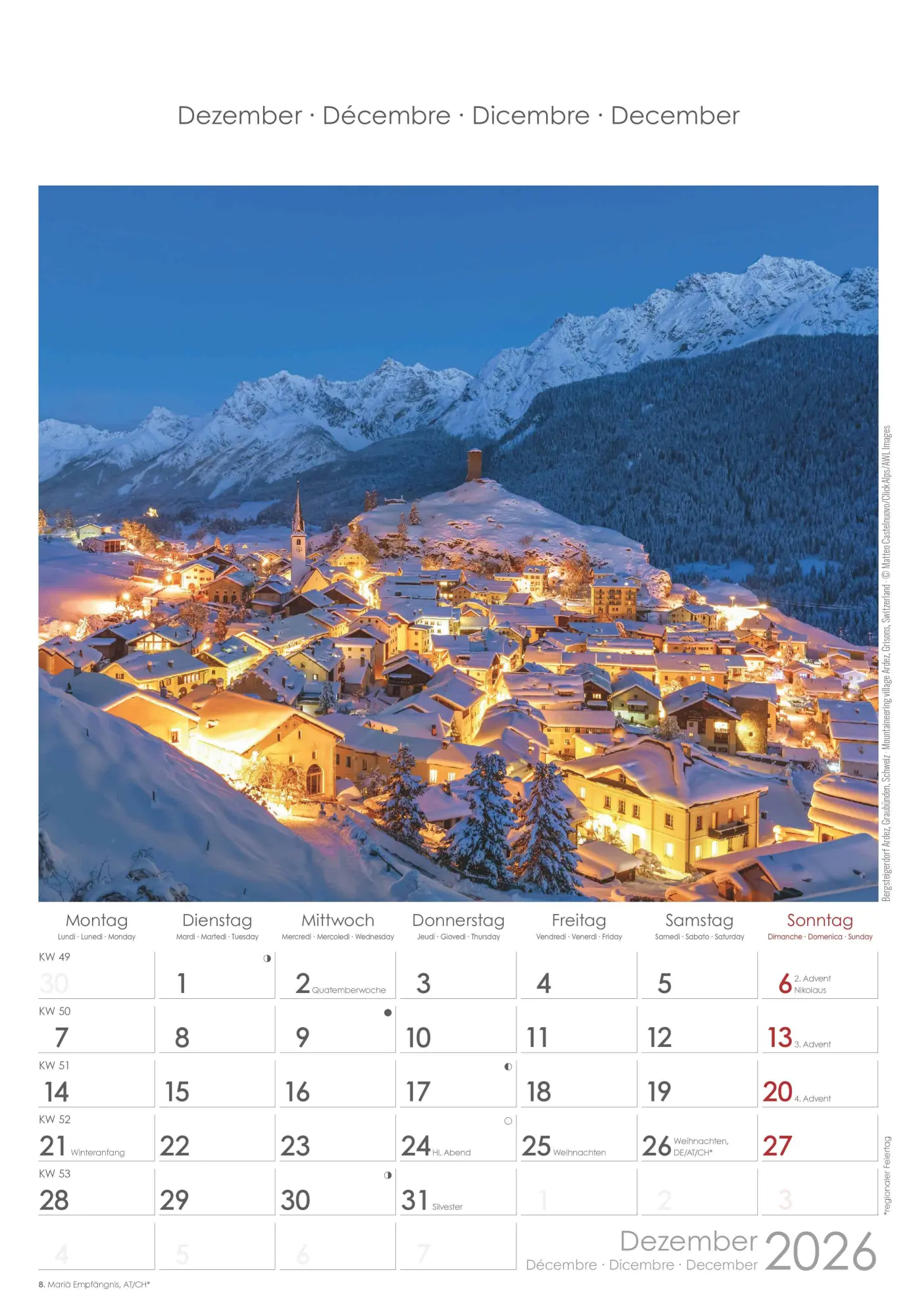Bild: 4069095002937 | Alpen 2026 - Bild-Kalender 23,7x34 cm - The Alps - Wandkalender -...