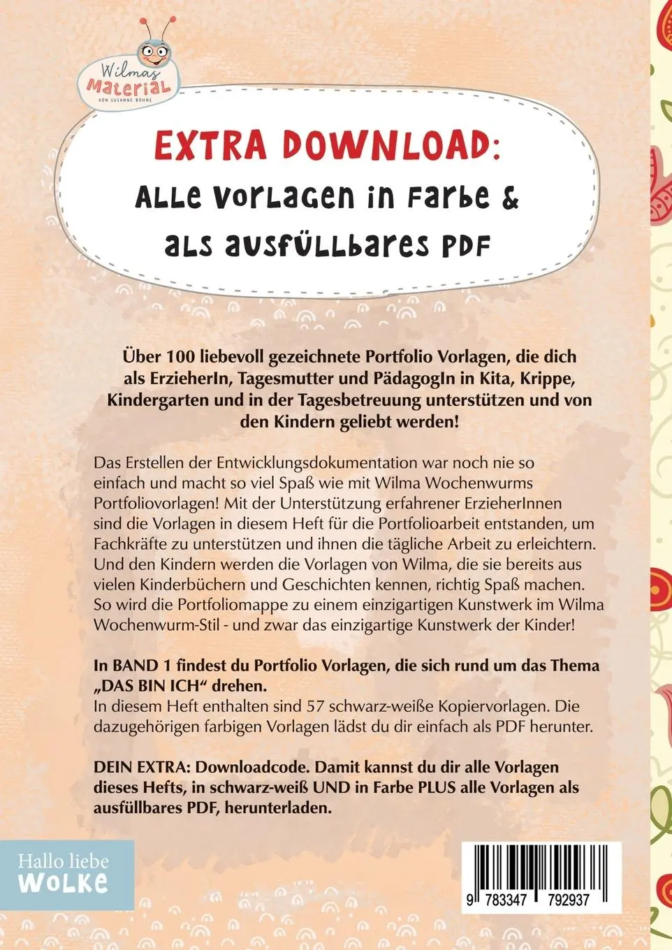 Rückseite: 9783347792937 | Wilma Wochenwurms Portfolio Vorlagen | DAS BIN ICH | Susanne Bohne