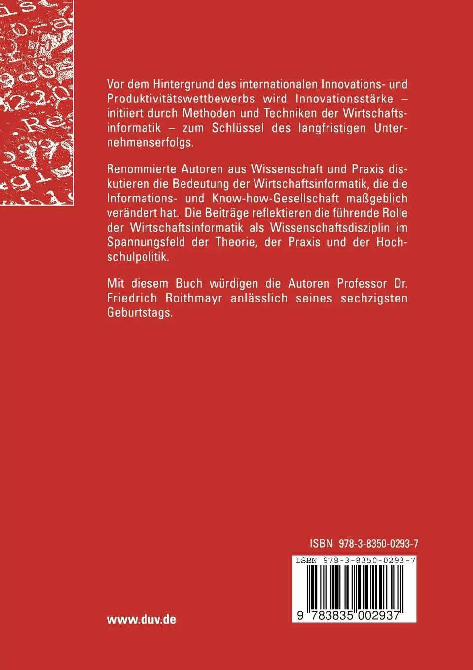 Rückseite: 9783835002937 | Wirtschaftsinformatik als Schlüssel zum Unternehmenserfolg | Buch | xi