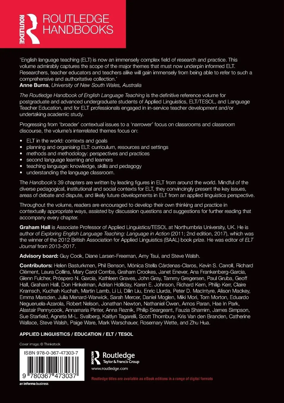 Rückseite: 9780367473037 | The Routledge Handbook of English Language Teaching | Graham Hall