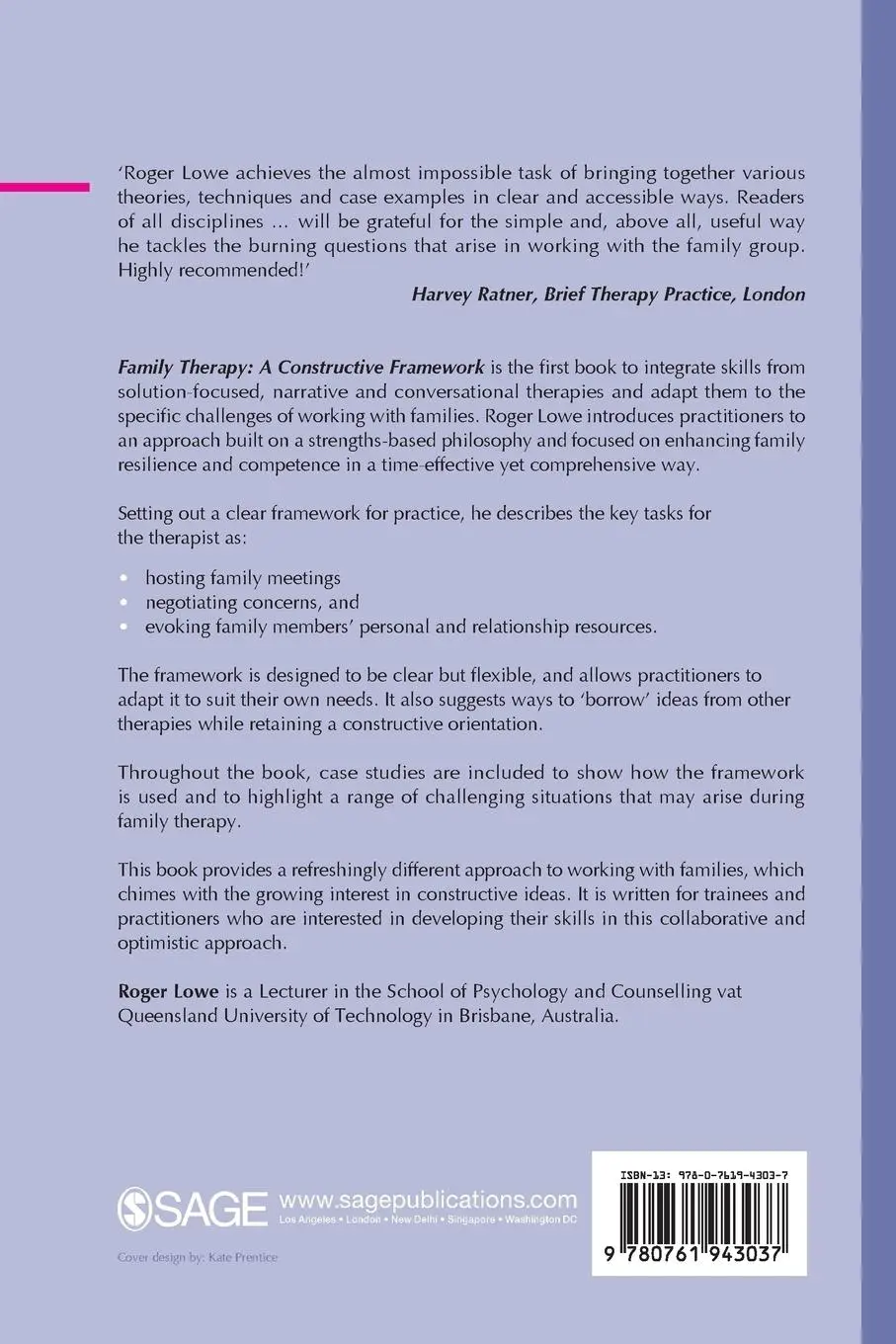 Rückseite: 9780761943037 | Family Therapy | A Constructive Framework | Roger Lowe | Taschenbuch