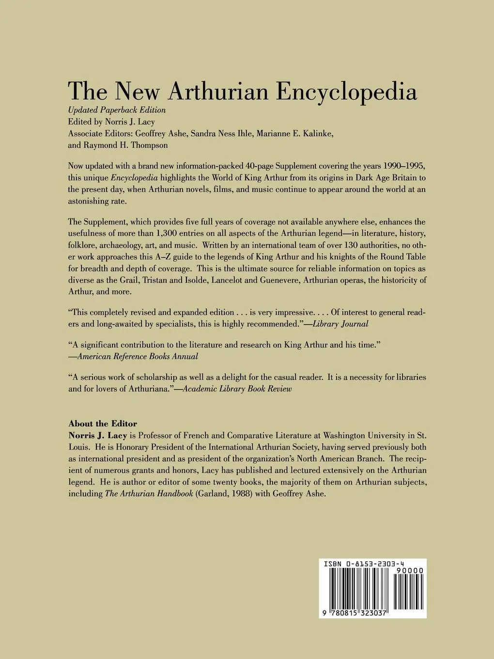 Rückseite: 9780815323037 | The New Arthurian Encyclopedia | New edition | Norris J. Lacy (u. a.)
