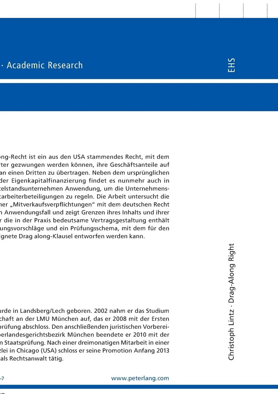 Rückseite: 9783631643037 | Drag-Along Right | Christoph Lintz | Taschenbuch | Deutsch | 2013