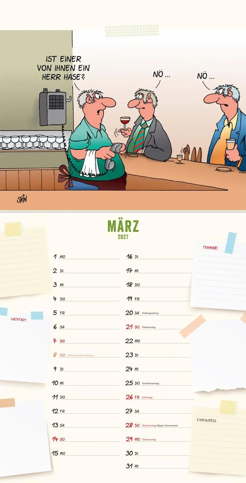 Bild: 9783830323037 | Uli Stein Küchenkalender 2027: Monatskalender für die Wand | Uli Stein