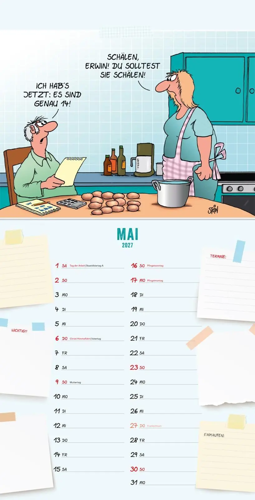 Bild: 9783830323037 | Uli Stein Küchenkalender 2027: Monatskalender für die Wand | Uli Stein