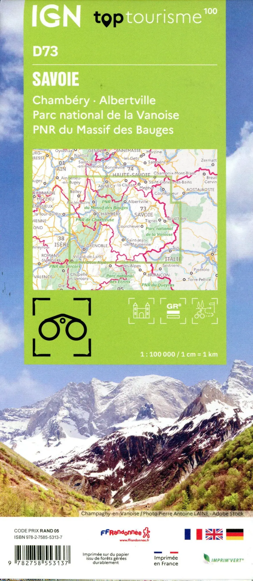 Bild: 9782758553137 | 73 Savoie | 1:100000 | (Land-)Karte | IGN Top 100 départemental | 2024
