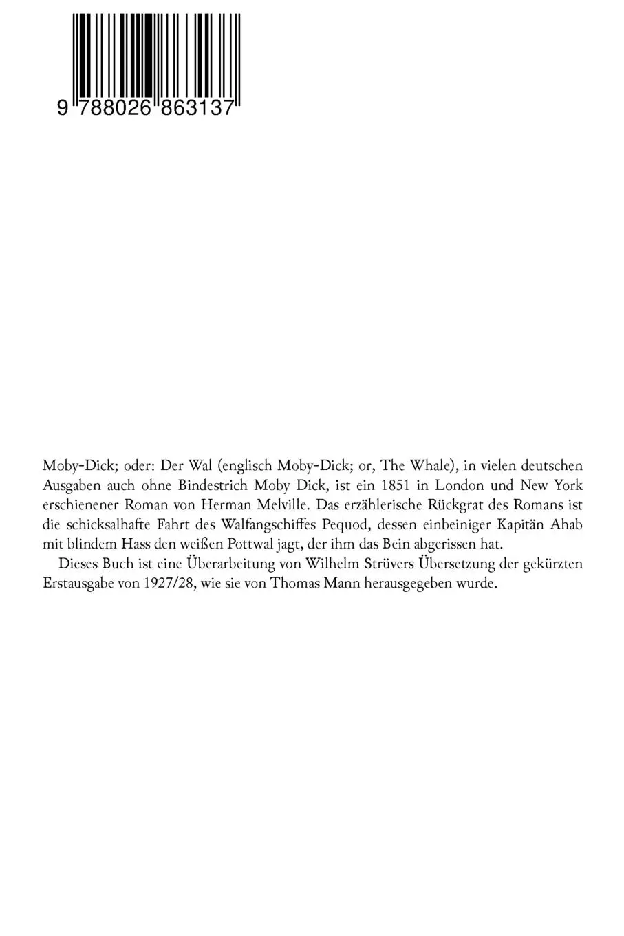 Rückseite: 9788026863137 | Moby Dick oder Der Wal | Herman Melville (u. a.) | Taschenbuch | 2017