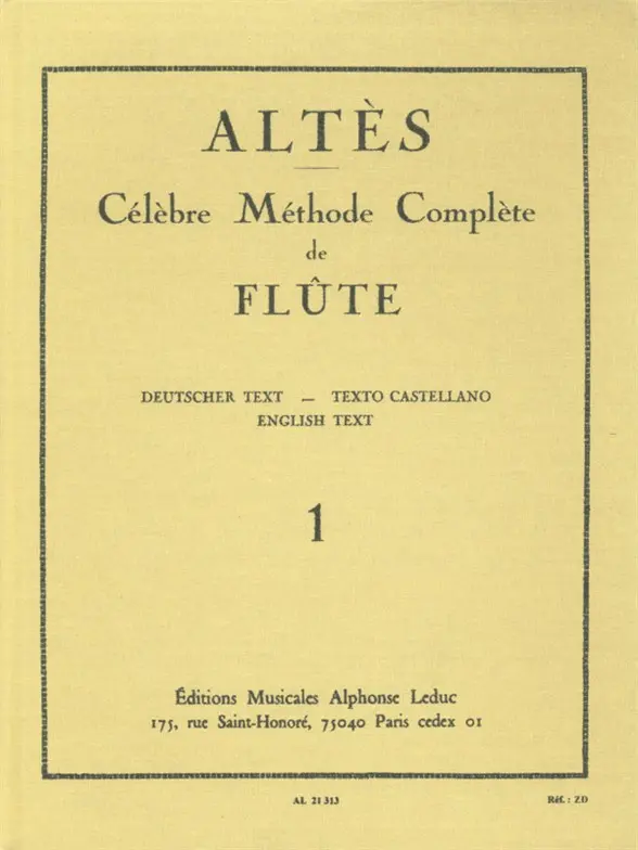 Cover: 9790046213137 | Célèbre méthode complète vol.1 pour flûte (fr/en/dt/cast) | Altès