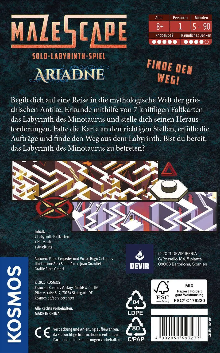 Bild: 4002051693237 | Mazescape Ariadne | Spiel | Pablo Céspedes (u. a.) | Spiel | 693237