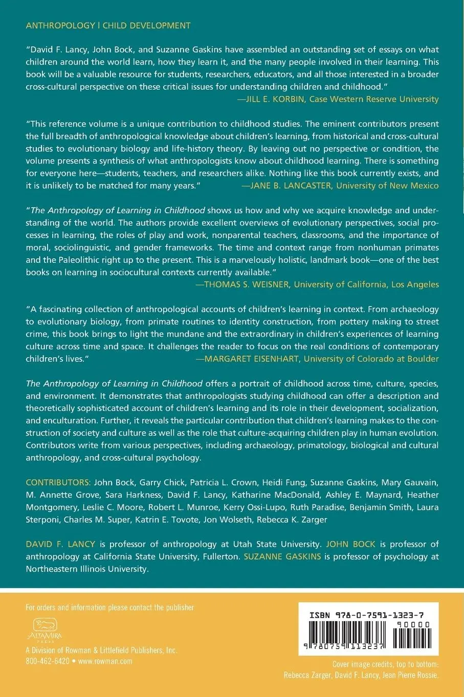 Rückseite: 9780759113237 | The Anthropology of Learning in Childhood | David F. Lancy (u. a.)