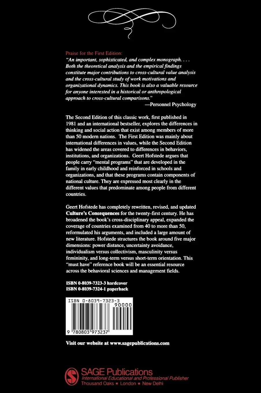 Rückseite: 9780803973237 | Culture's Consequences | Geert H. Hofstede | Buch | Englisch | 2001