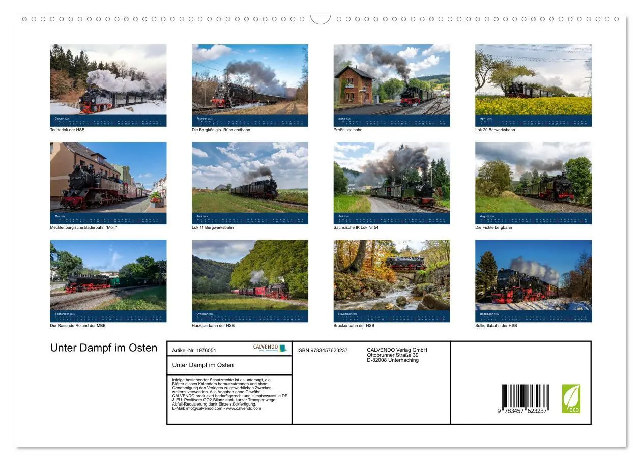 Bild: 9783457623237 | Unter Dampf im Osten (Wandkalender 2026 DIN A2 quer), CALVENDO...