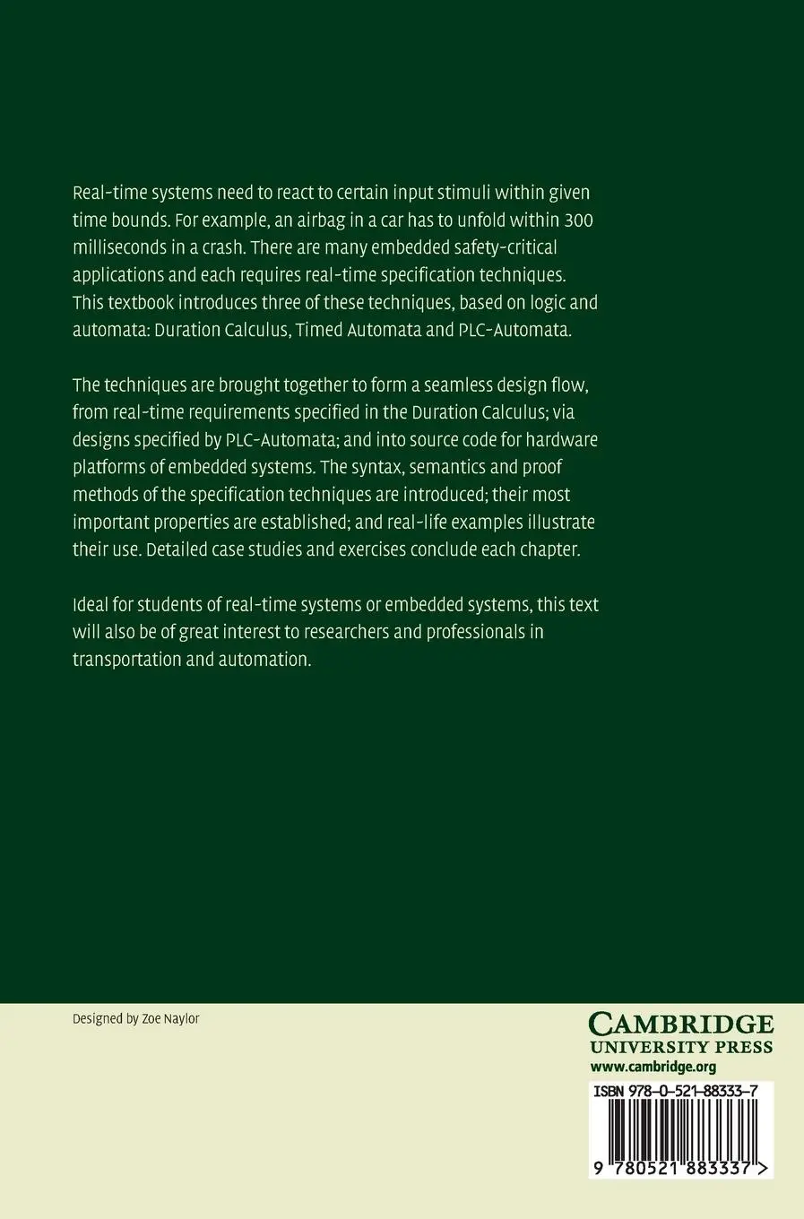 Rückseite: 9780521883337 | Real-Time Systems | Ernst-Rüdiger Olderog (u. a.) | Buch | Englisch