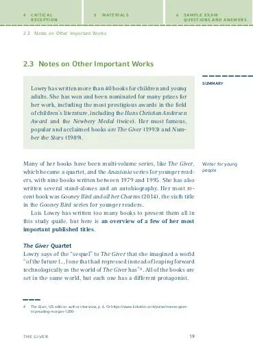 Bild: 9783129303337 | The Giver von Lois Lowry | Textanalyse und Interpretation | Lois Lowry