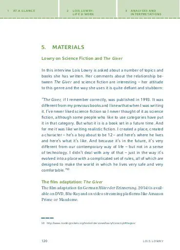 Bild: 9783129303337 | The Giver von Lois Lowry | Textanalyse und Interpretation | Lois Lowry
