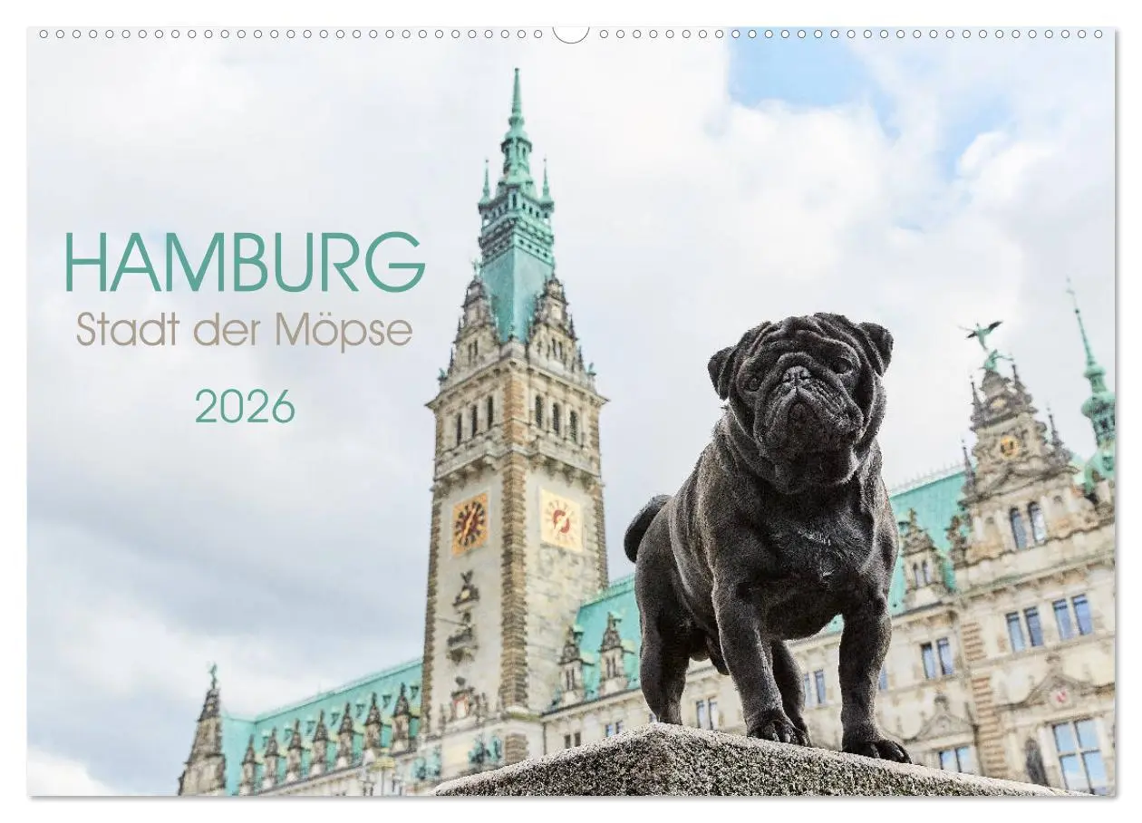 Cover: 9783457853337 | Hamburg - Stadt der Möpse (Wandkalender 2026 DIN A2 quer), CALVENDO...