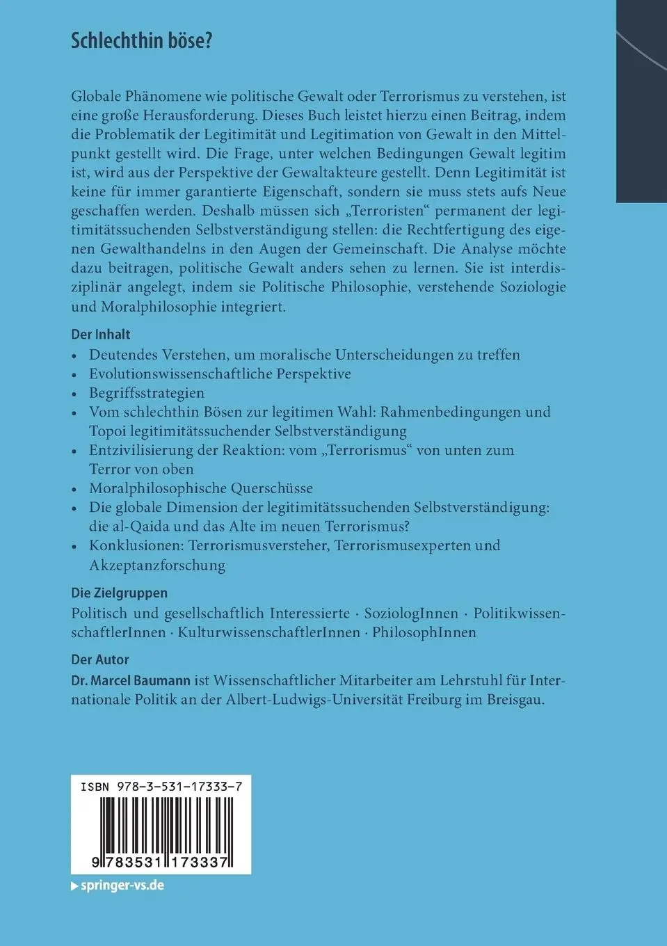 Rückseite: 9783531173337 | Schlechthin böse? | Marcel Baumann | Taschenbuch | xii | Deutsch