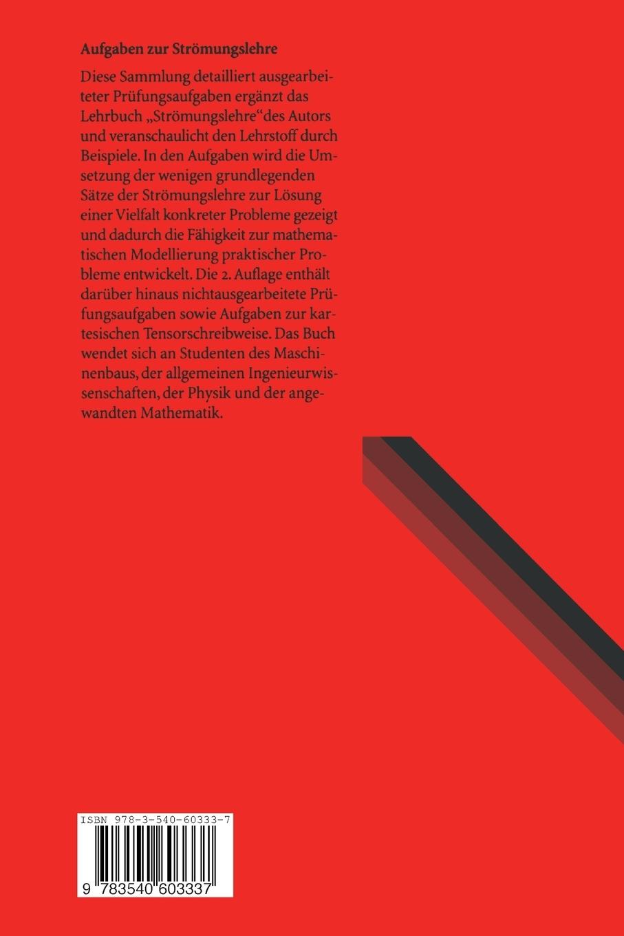 Rückseite: 9783540603337 | Aufgaben zur Strömungslehre | Joseph H. Spurk | Taschenbuch | Deutsch