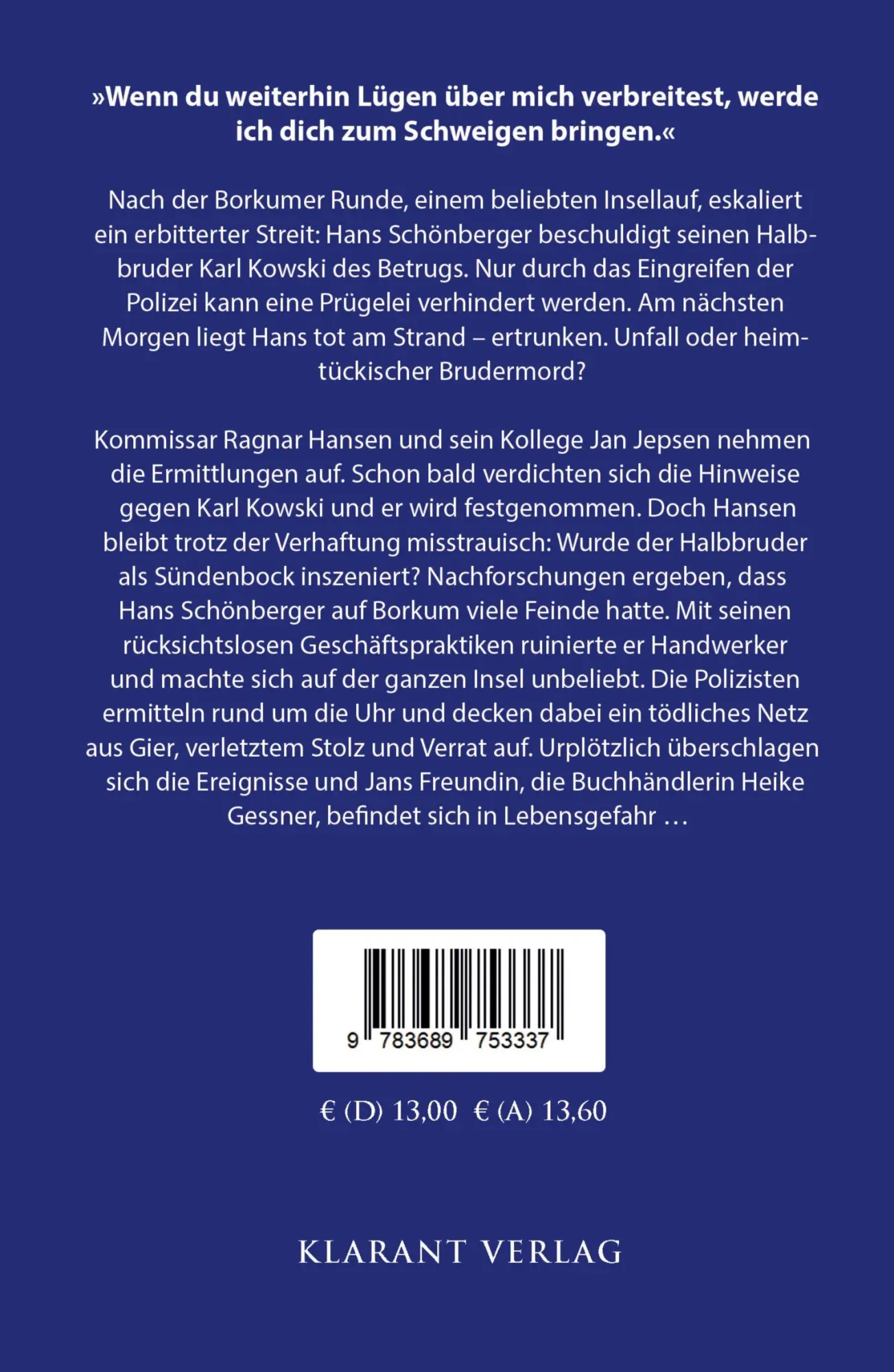 Rückseite: 9783689753337 | Borkumer Brüder. Ostfrieslandkrimi | Dörte Jensen | Taschenbuch | 2025