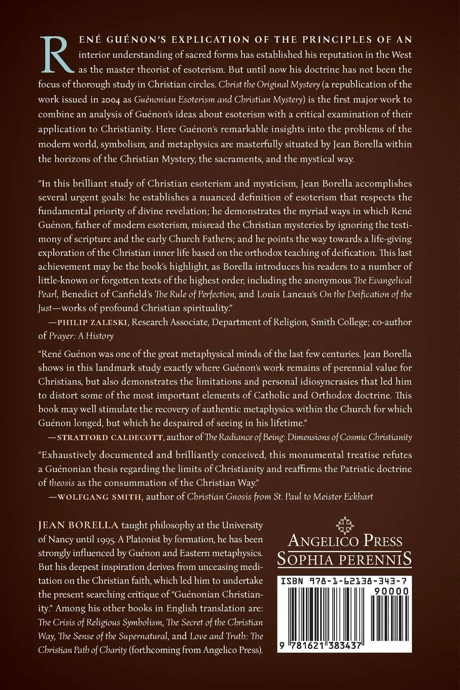 Rückseite: 9781621383437 | Christ the Original Mystery | Jean Borella | Taschenbuch | Englisch