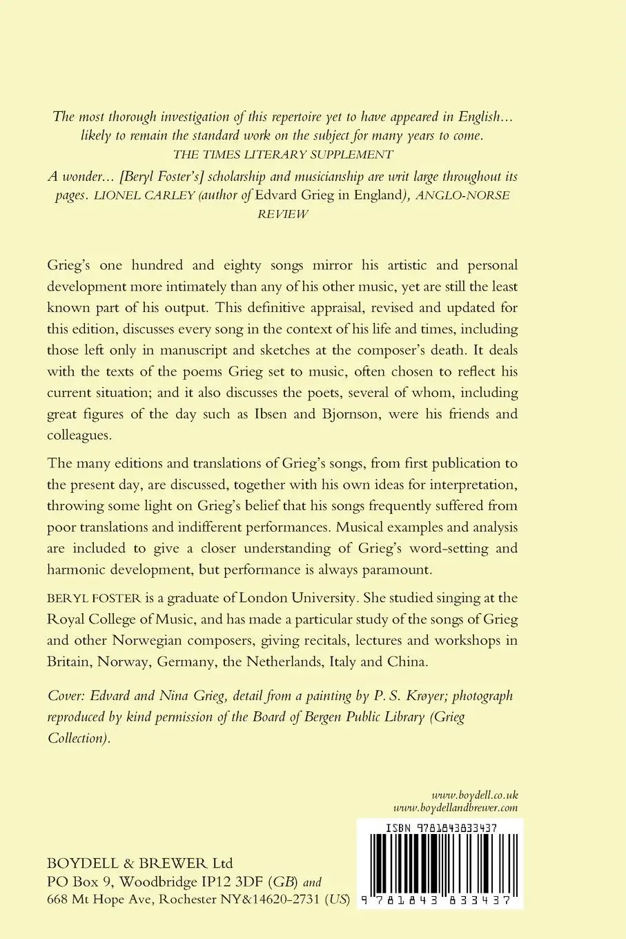 Rückseite: 9781843833437 | The Songs of Edvard Grieg | Beryl Foster | Taschenbuch | Englisch