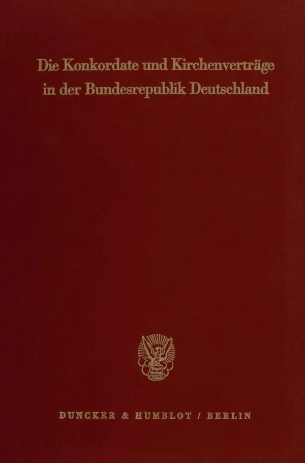 Cover: 9783428063437 | Die Konkordate und Kirchenverträge in der Bundesrepublik Deutschland.