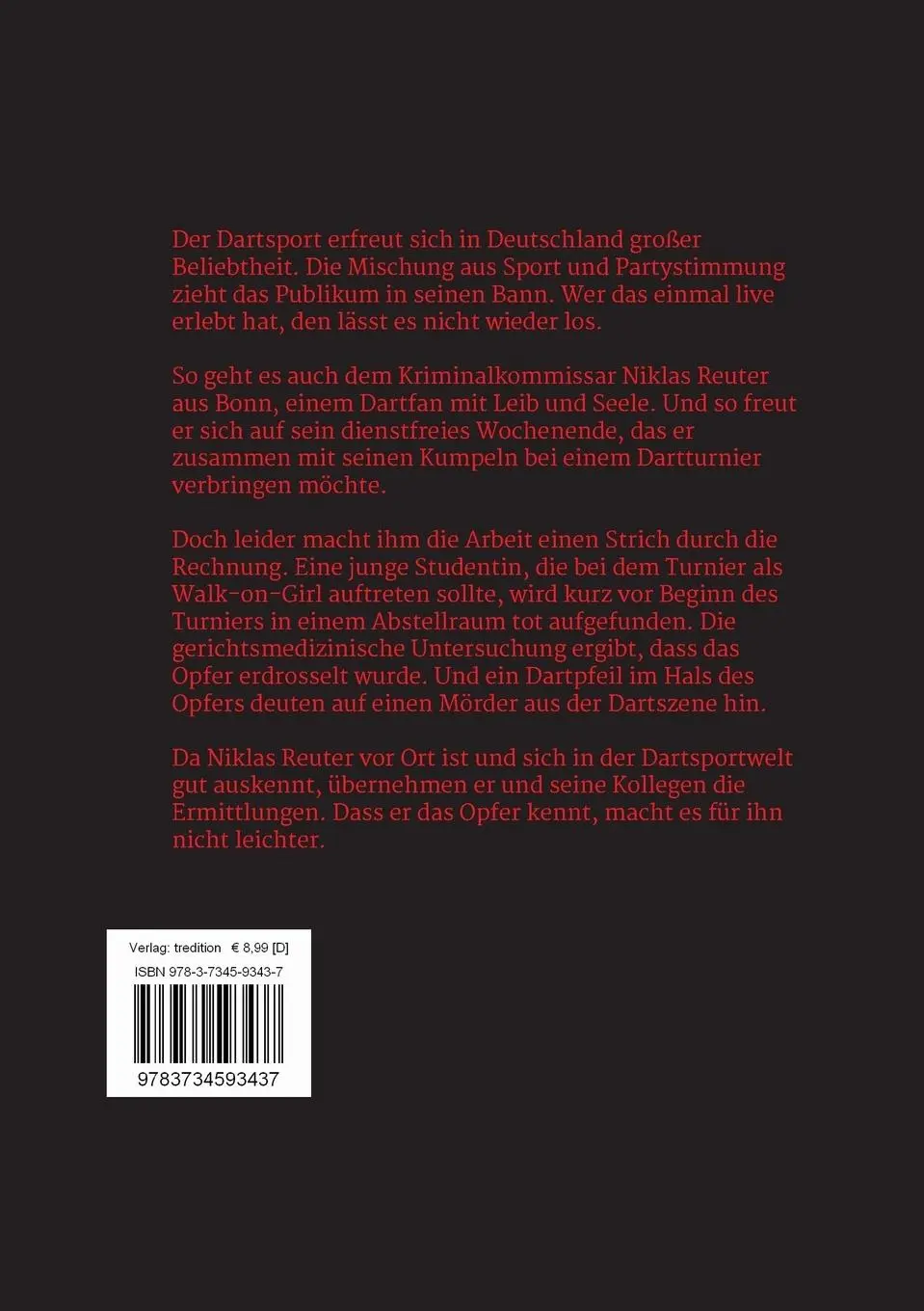 Rückseite: 9783734593437 | Tod eines Walk-on-Girls | Ein Dartkrimi | Denise Bormann-Ervens | Buch
