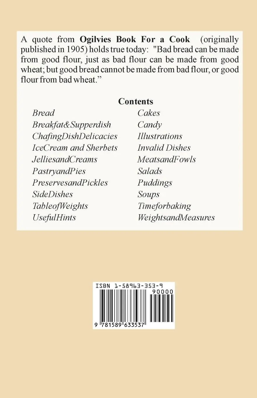 Rückseite: 9781589633537 | Ogilvies Book for a Cook | Old Recipes from Canada | Ltd | Taschenbuch