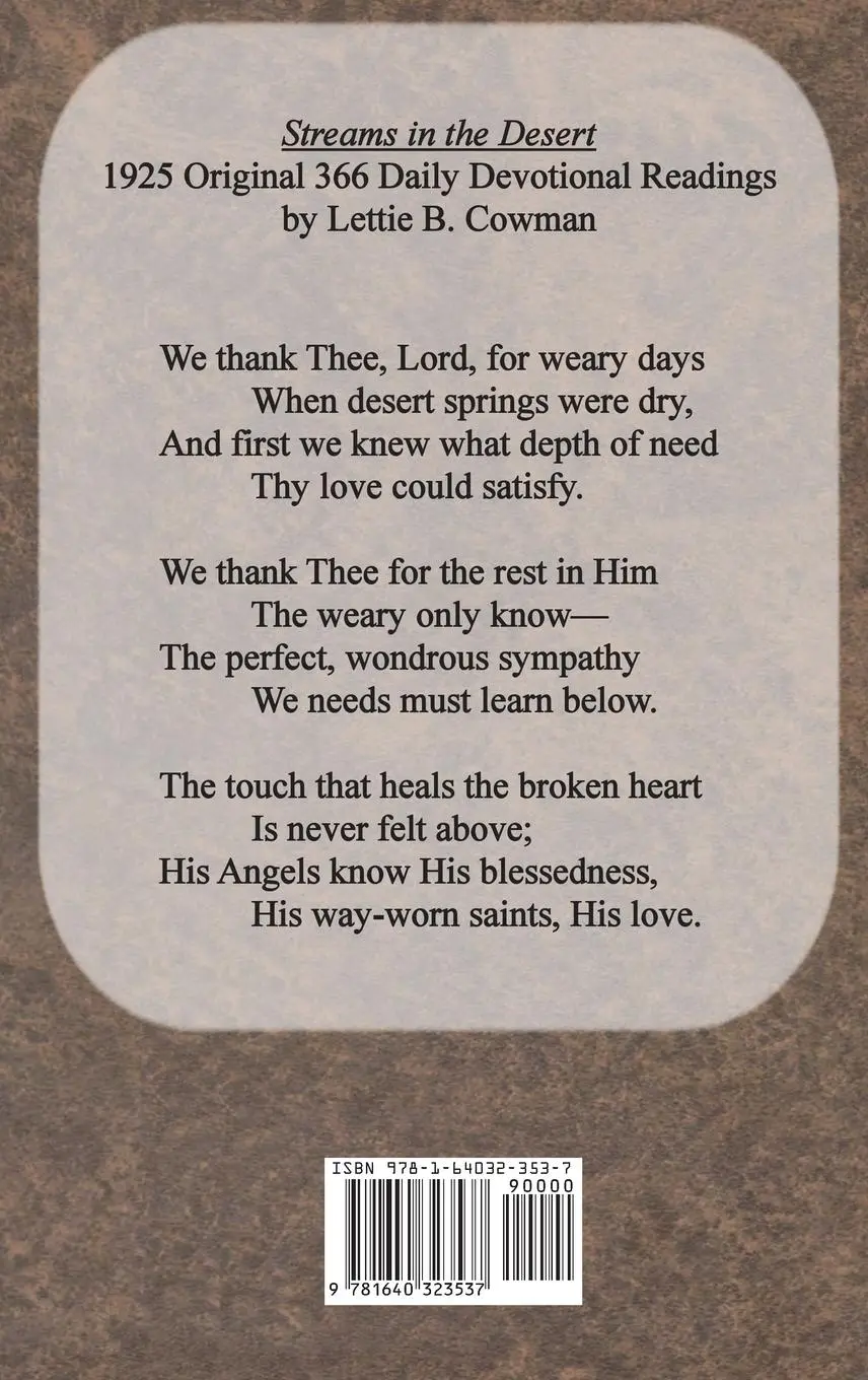 Rückseite: 9781640323537 | Streams in the Desert | 1925 Original 366 Daily Devotional Readings