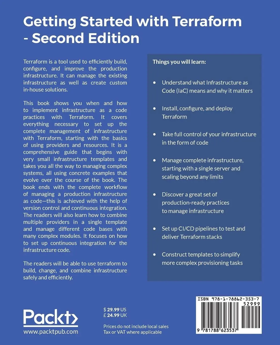 Rückseite: 9781788623537 | Getting Started with Terraform - Second Edition | Kirill Shirinkin
