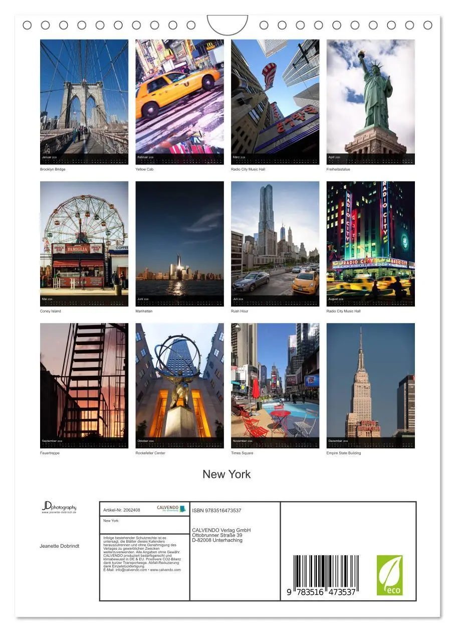 Bild: 9783516473537 | New York (Wandkalender 2026 DIN A4 hoch), CALVENDO Monatskalender