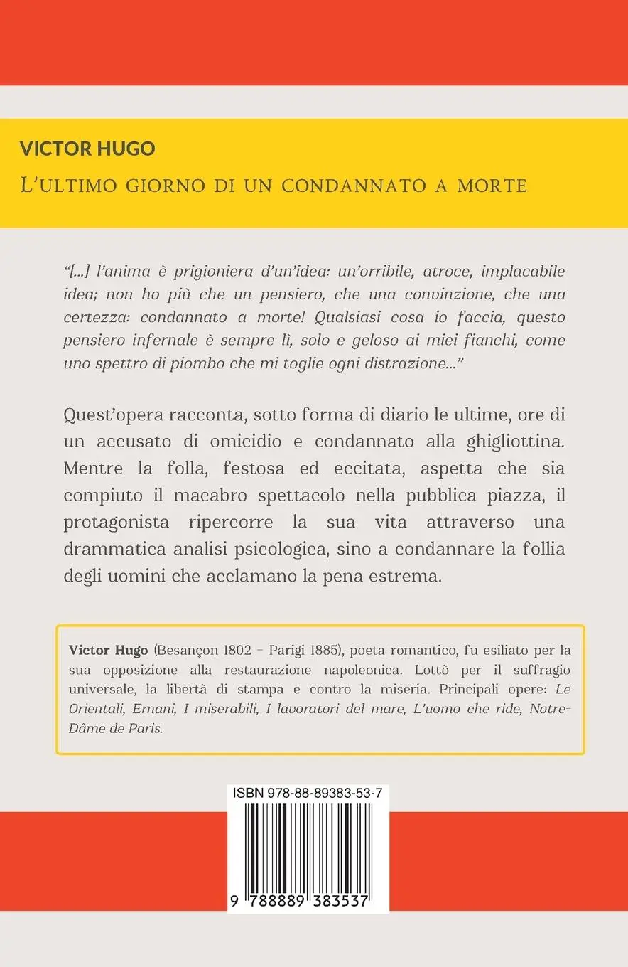 Rückseite: 9788889383537 | ULTIMO GIORNO DI UN CONDANNATO A MORTE | Victor Hugo | Taschenbuch