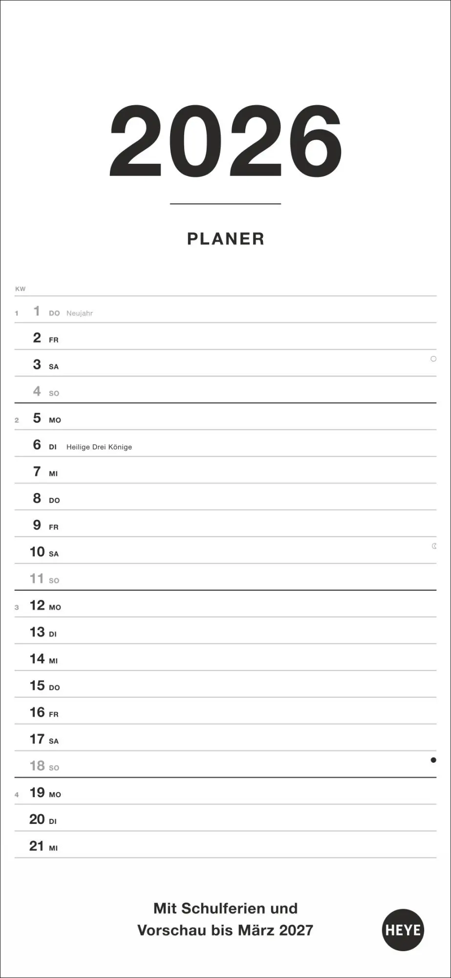 Cover: 9783756413737 | Black&amp;White Planer 2026 | Kalender | Familienplaner Athesia | 14 S.