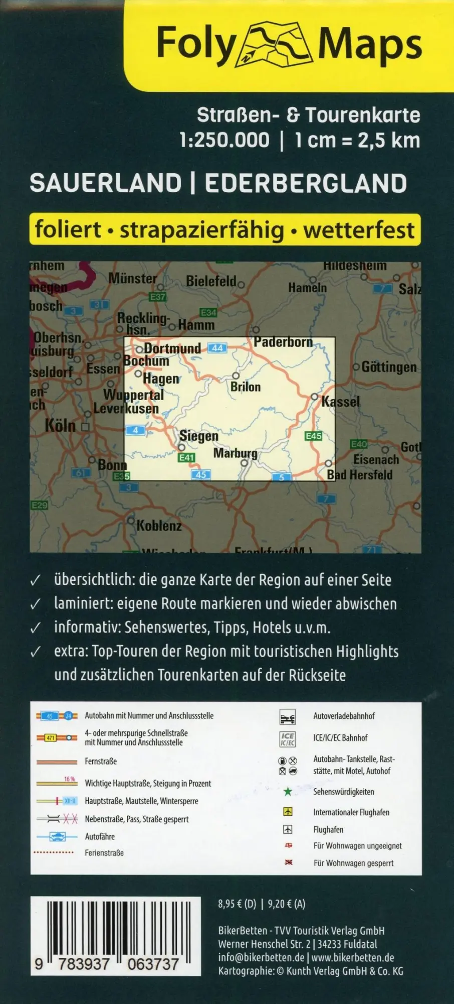 Bild: 9783937063737 | FolyMaps Sauerland Ederbergland 1:250 000 | Straßen- und Tourenkarte
