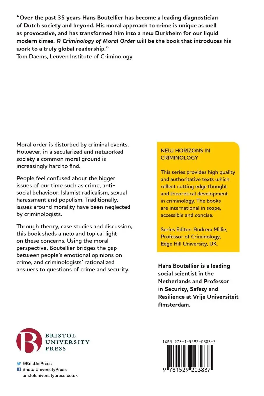 Rückseite: 9781529203837 | A Criminology of Moral Order | Hans Boutellier | Taschenbuch | 2020