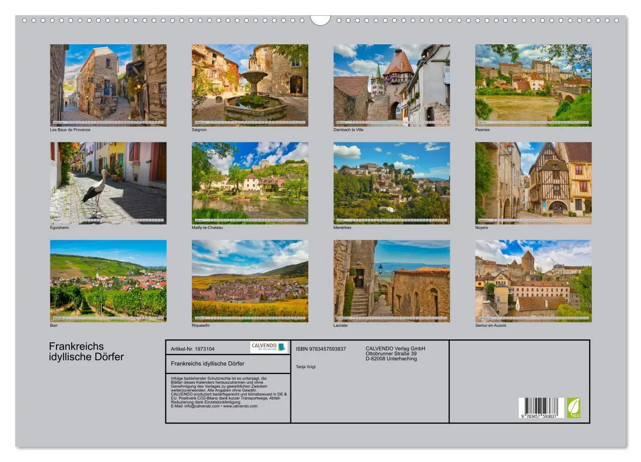 Bild: 9783457593837 | Frankreichs idyllische Dörfer (Wandkalender 2026 DIN A2 quer),...