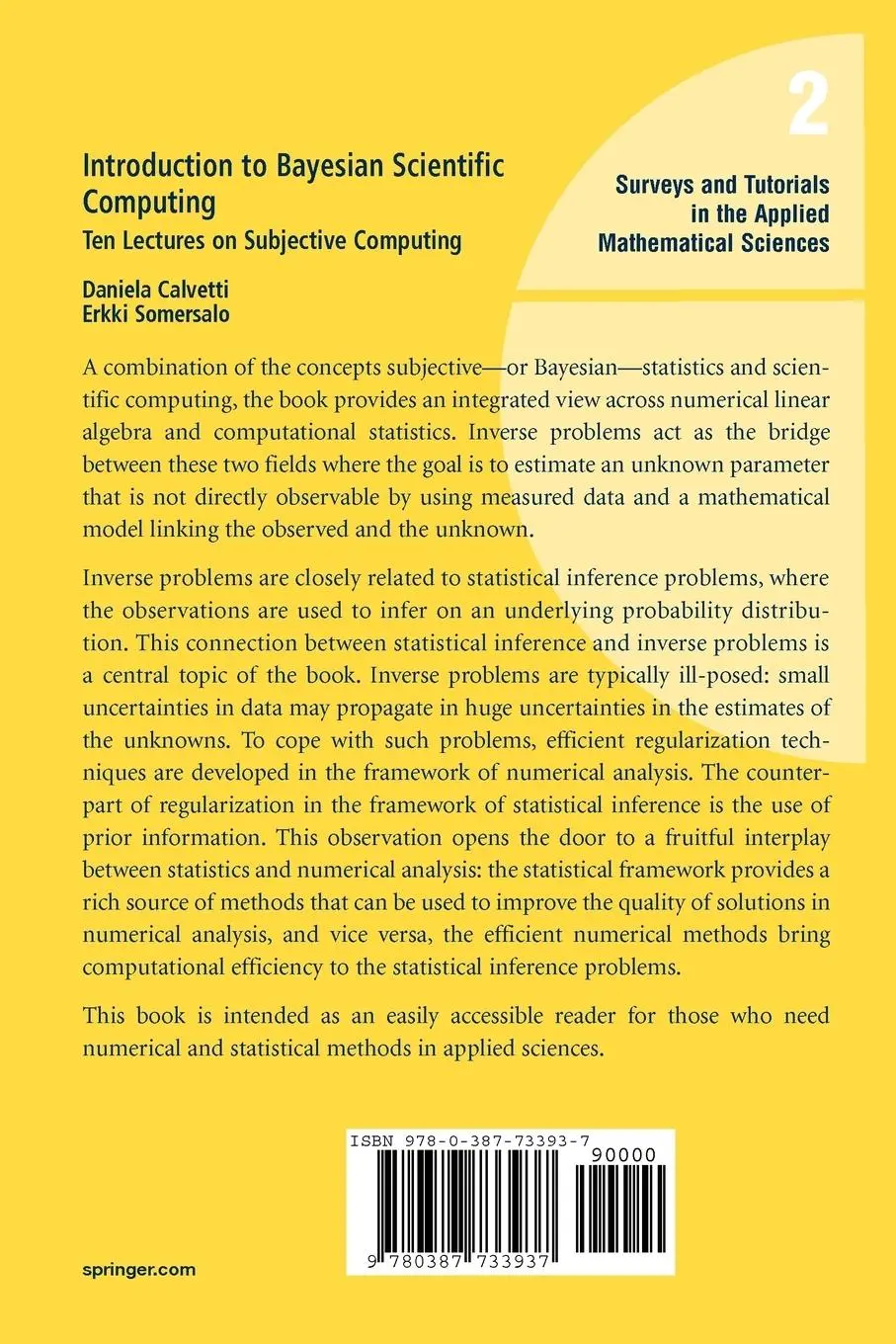Rückseite: 9780387733937 | An Introduction to Bayesian Scientific Computing | Calvetti (u. a.)