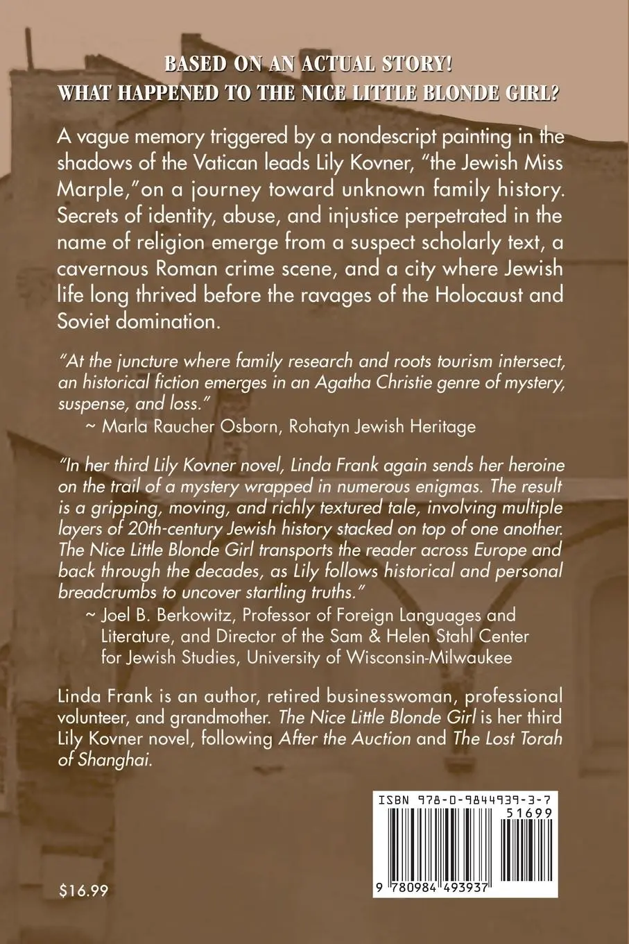 Rückseite: 9780984493937 | The Nice Little Blonde Girl | Linda Frank | Taschenbuch | Englisch