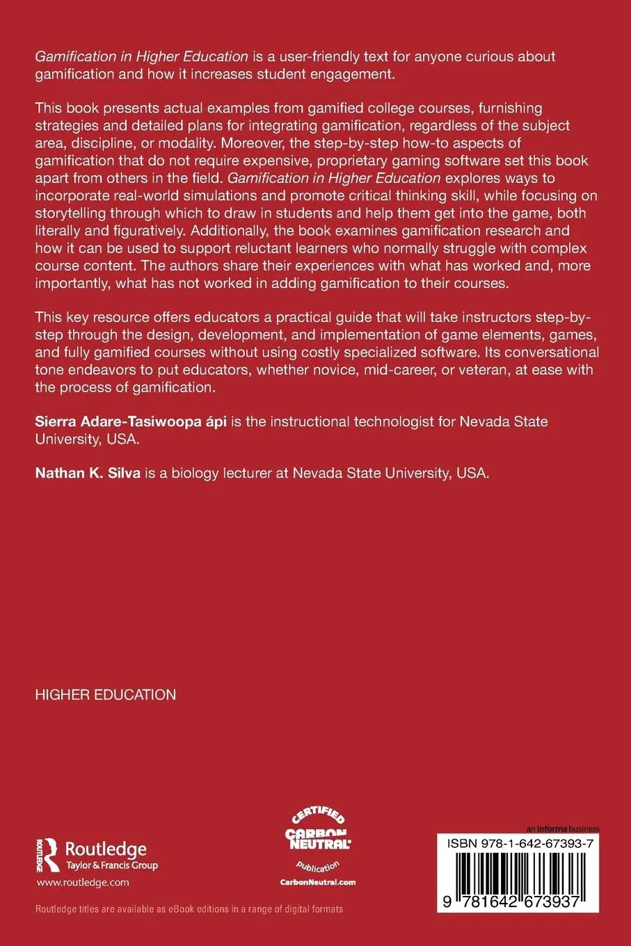 Rückseite: 9781642673937 | Gamification in Higher Education | A How-To Instructional Guide | Buch