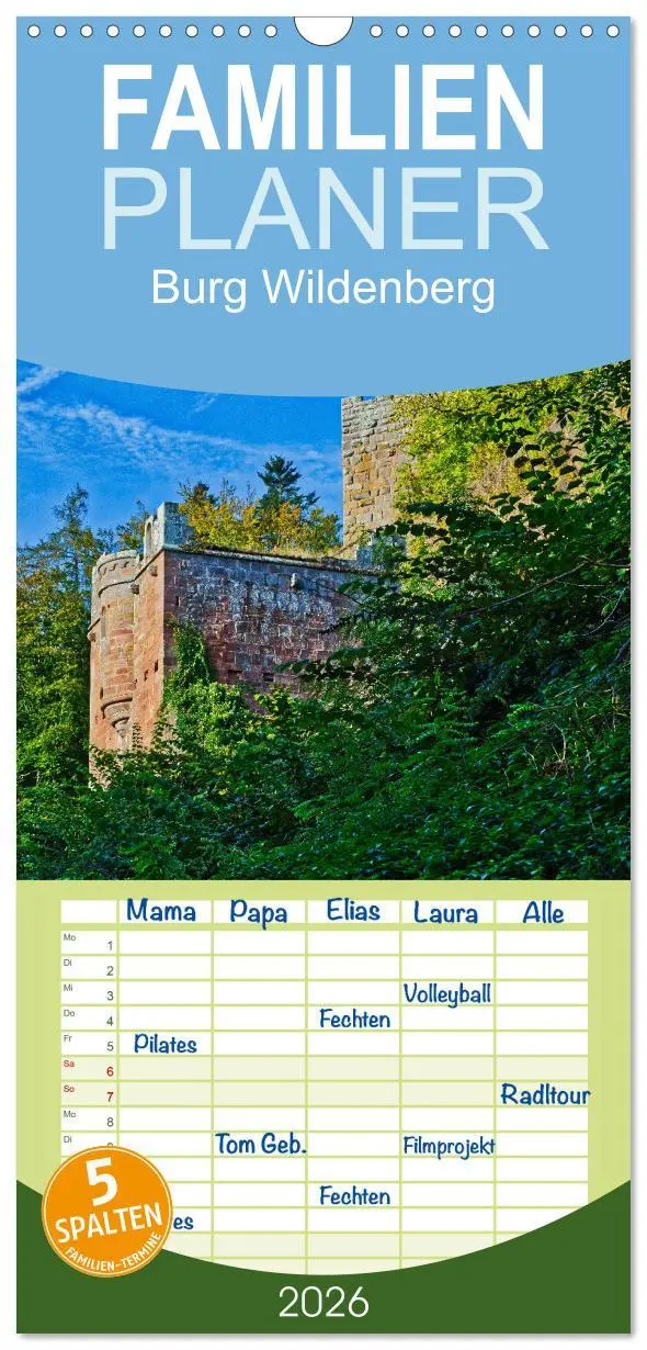 Cover: 9783516503937 | Familienplaner 2026 - Burg Wildenberg mit 5 Spalten (Wandkalender,...