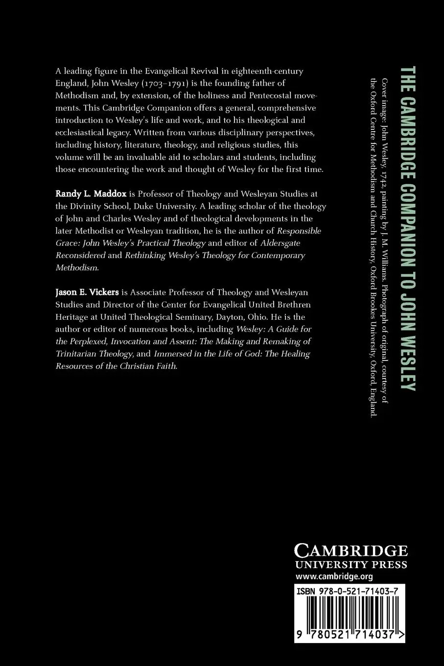 Rückseite: 9780521714037 | The Cambridge Companion to John Wesley | Randy L. Maddox (u. a.)