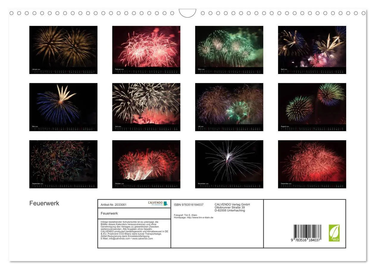 Bild: 9783516184037 | Feuerwerk (Wandkalender 2026 DIN A3 quer), CALVENDO Monatskalender