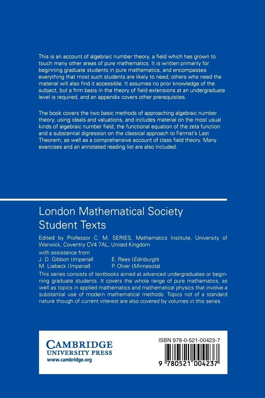 Rückseite: 9780521004237 | A Brief Guide to Algebraic Number Theory | H. P. F. Swinnerton-Dyer