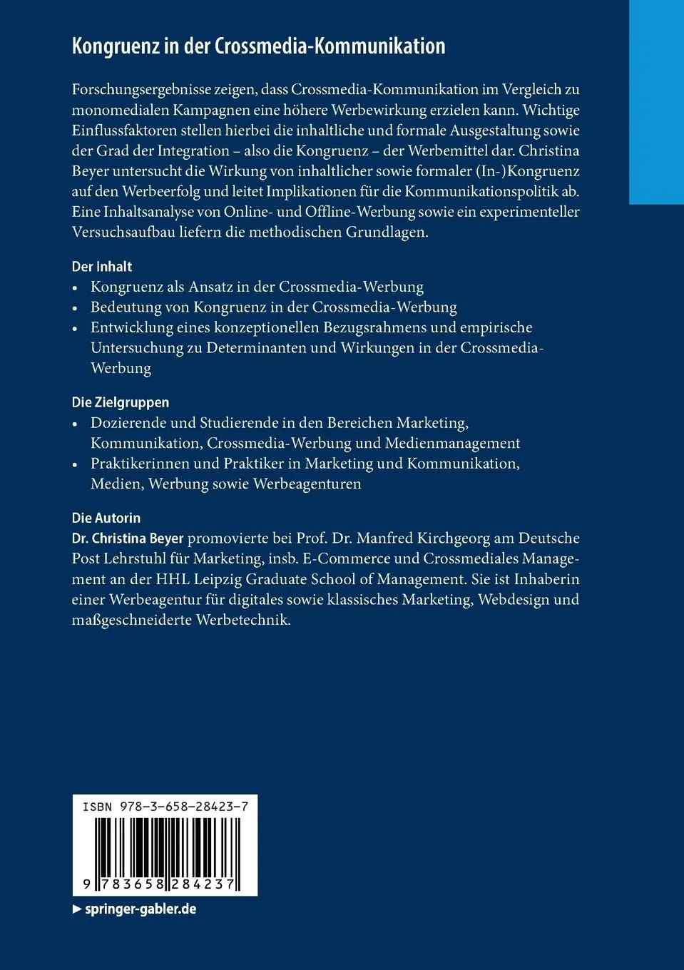 Rückseite: 9783658284237 | Kongruenz in der Crossmedia-Kommunikation | Christina Beyer | Buch