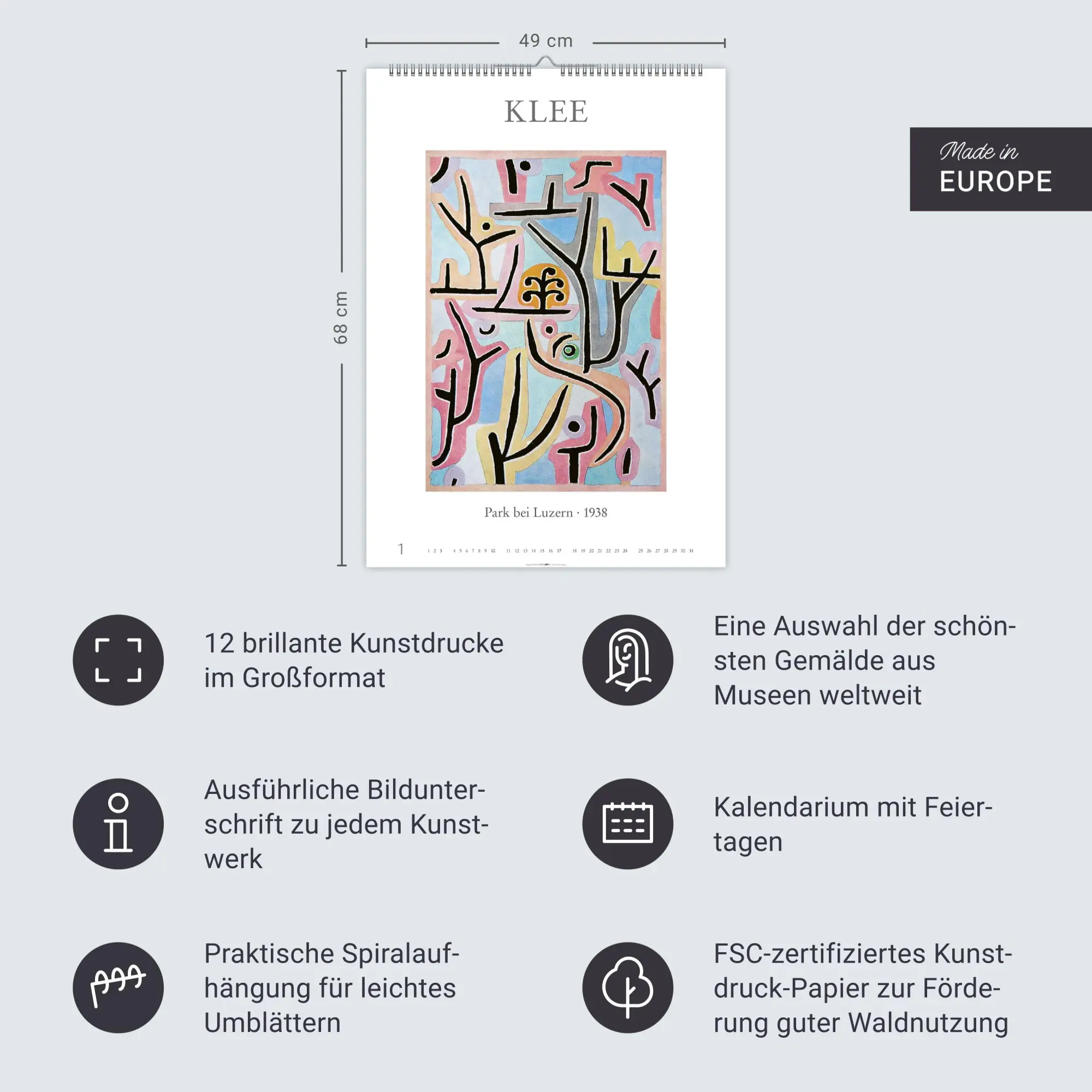 Bild: 9783839904237 | Poster Art Kalender 2027 - Monet Van Gogh Matisse Klee | Klee | 14 S.