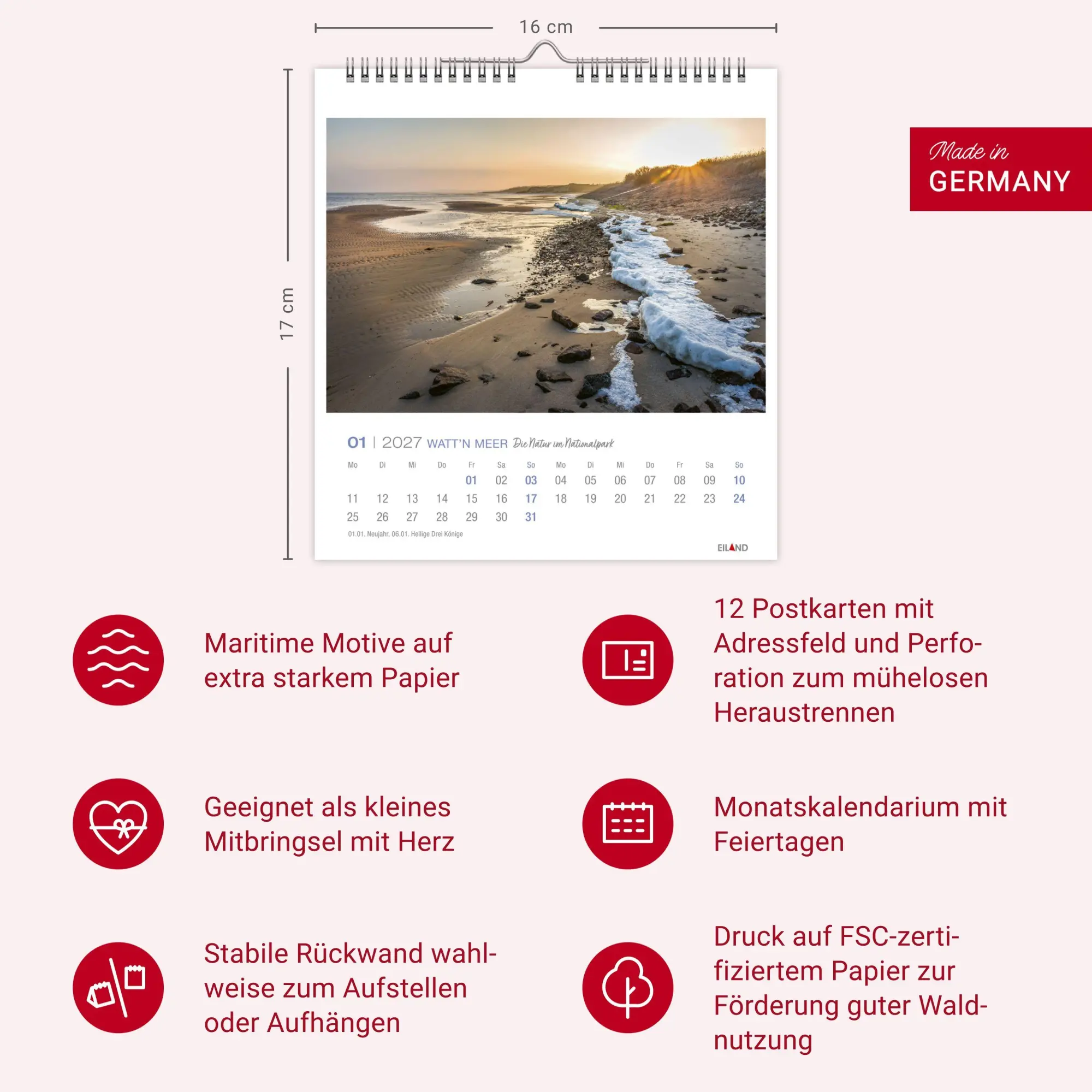 Bild: 9783964024237 | Watt'n Meer Postkartenkalender 2027 - Die Natur im Nationalpark | 2027