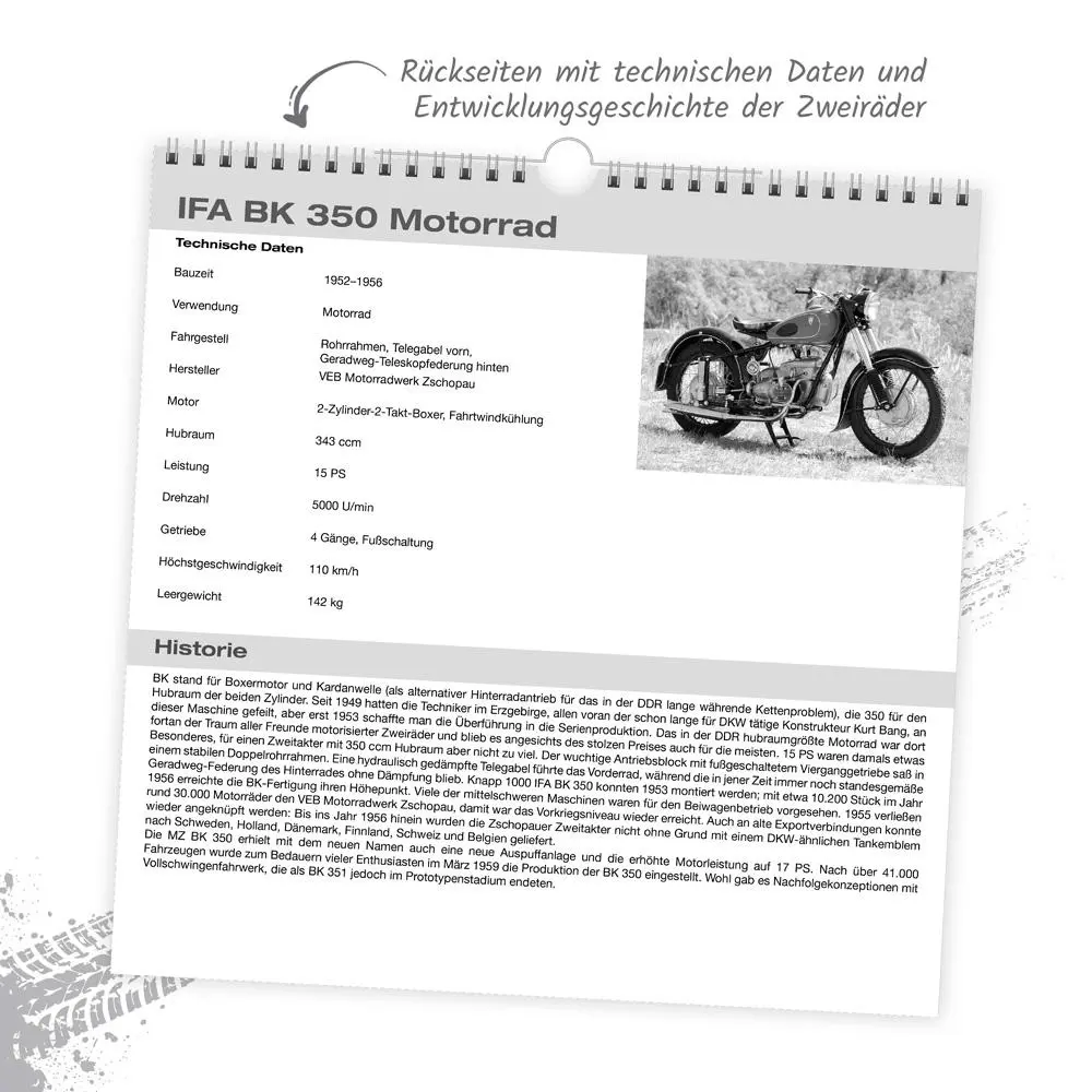 Bild: 9783988024237 | Trötsch Technikkalender DDR-Zweiräder 2026 | KG | Kalender | XXIV