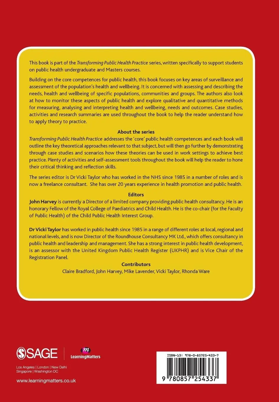Rückseite: 9780857254337 | Measuring Health and Wellbeing | John Harvey (u. a.) | Taschenbuch
